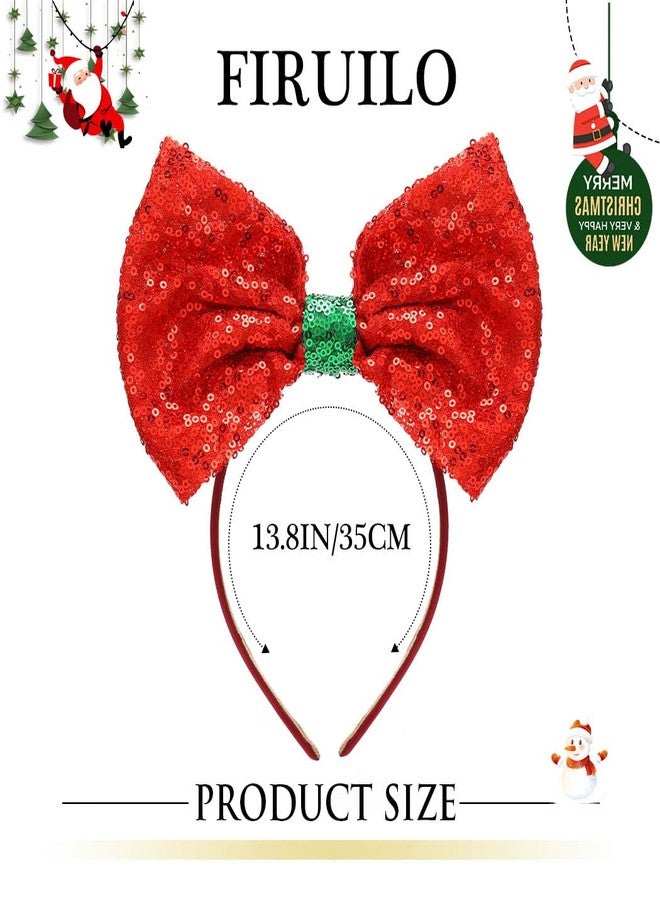 Firuilo Light Up Christmas Bow Headbands LED Valentine's Day Hair Bands Red Sequins Bowknot Hair Accessories for Women - Image 3